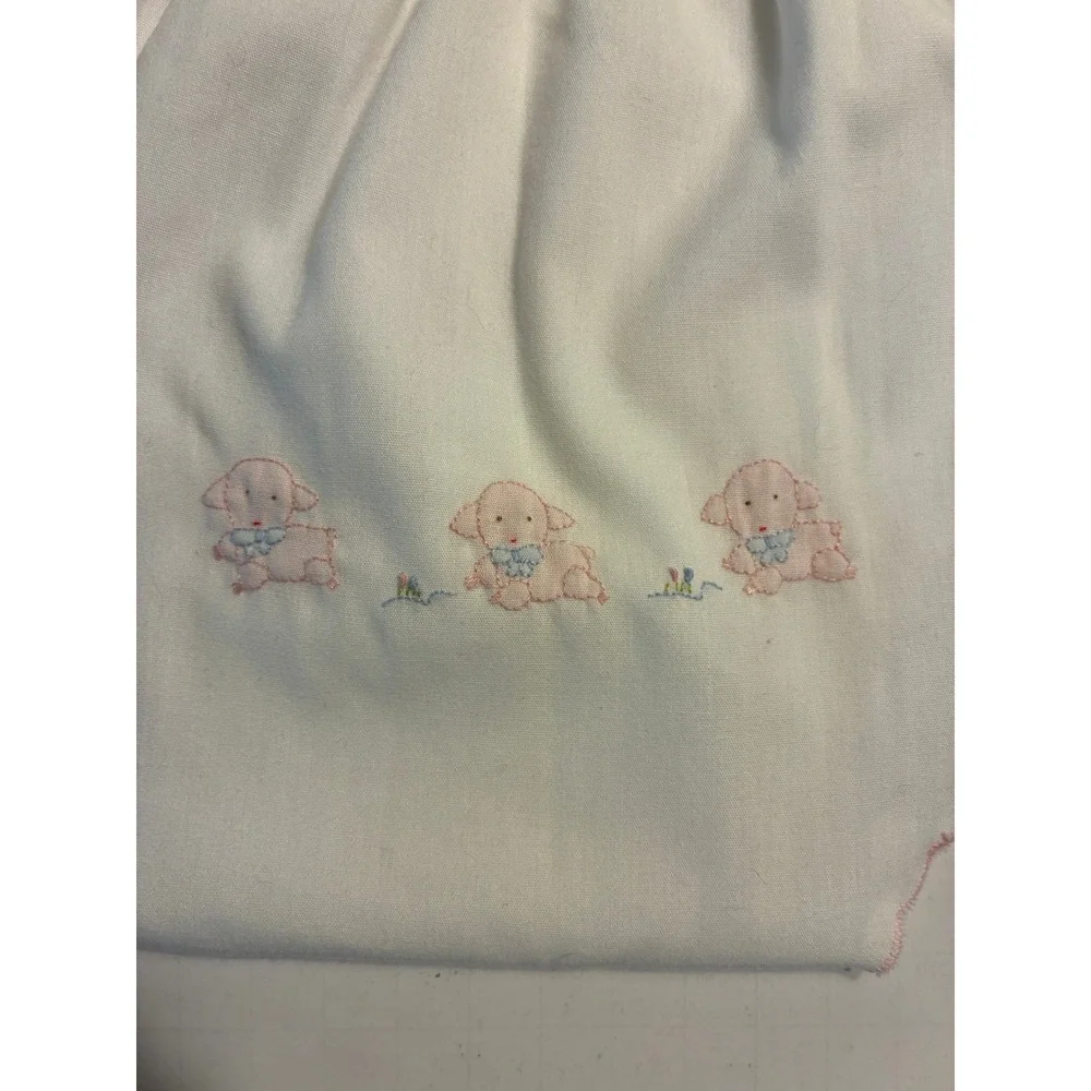 Auraluz Vintage Baby Girl Hand Embroidered Lamb Diaper Cover Bloomer 18-24M